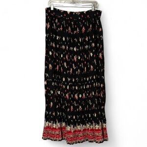 Vintage Ozark Mountain Dark Floral Broomstick Maxi Skirt